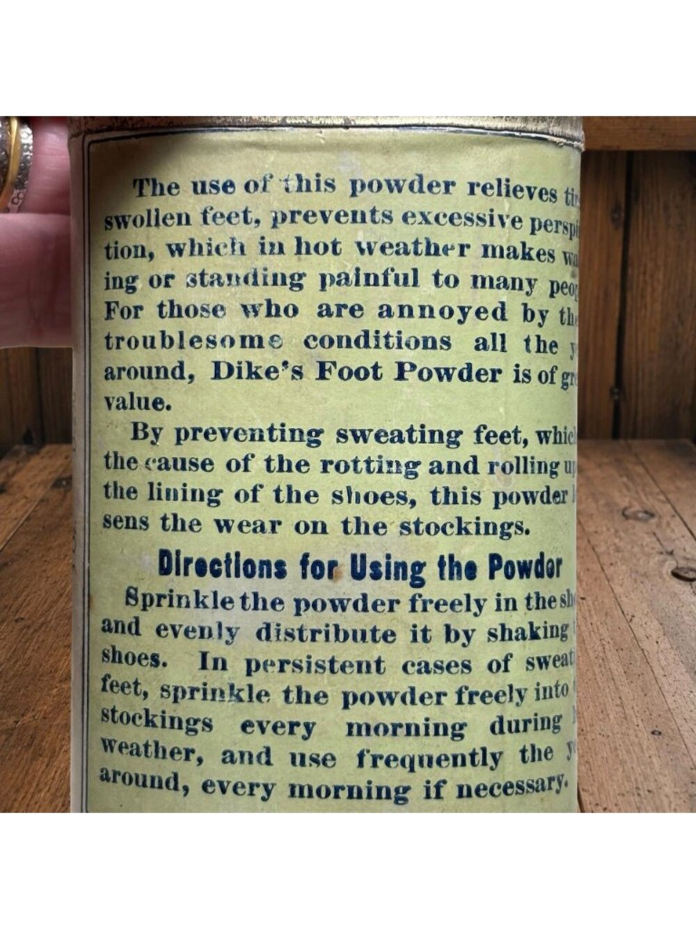 Antique Dike's Foot Powder Tin w Revenue Stamp c1914 Apothecary Advertising Gene - Picture 4 of 7